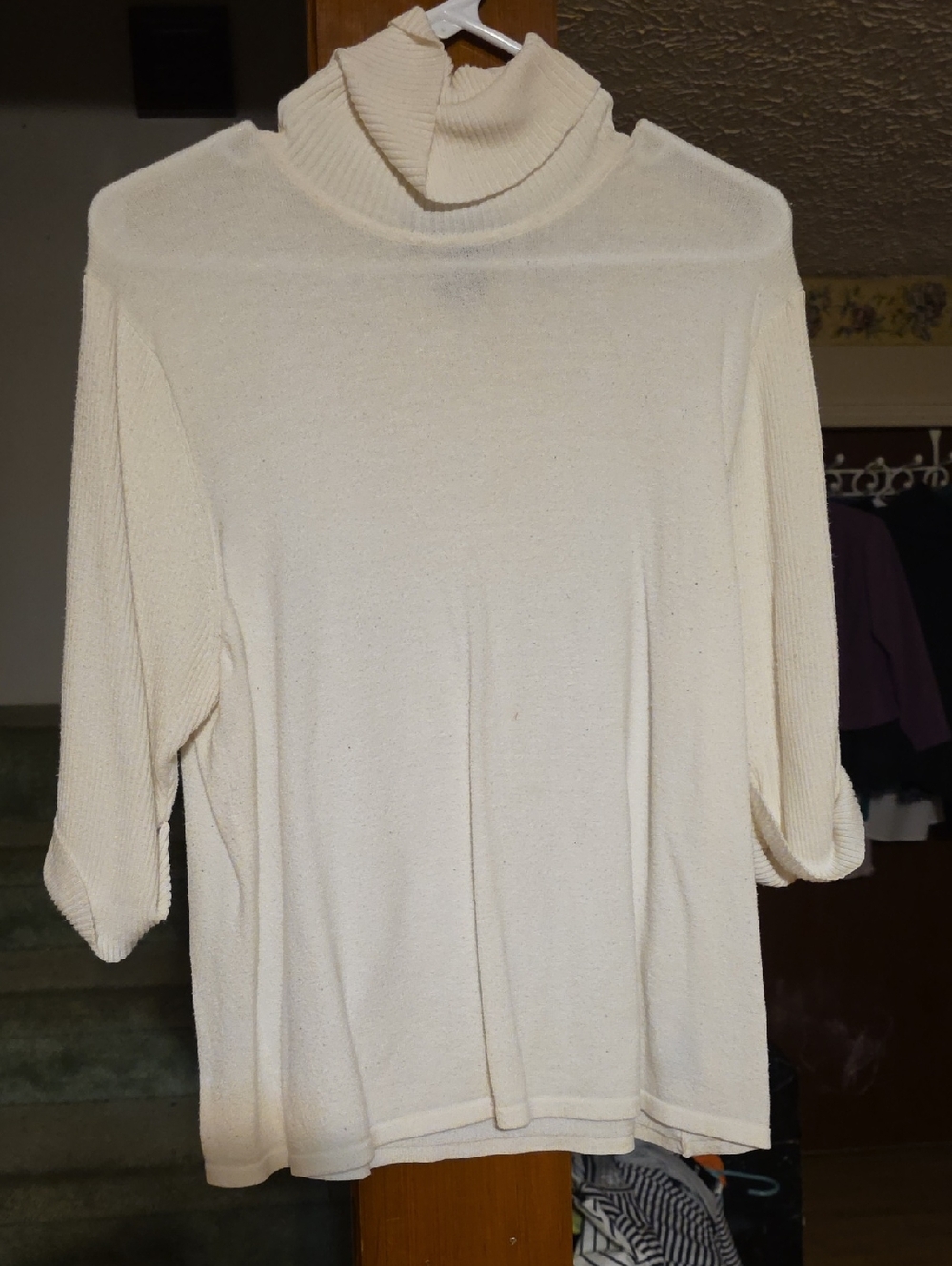 Norton McNaughton Cream Ribbed Turtleneck